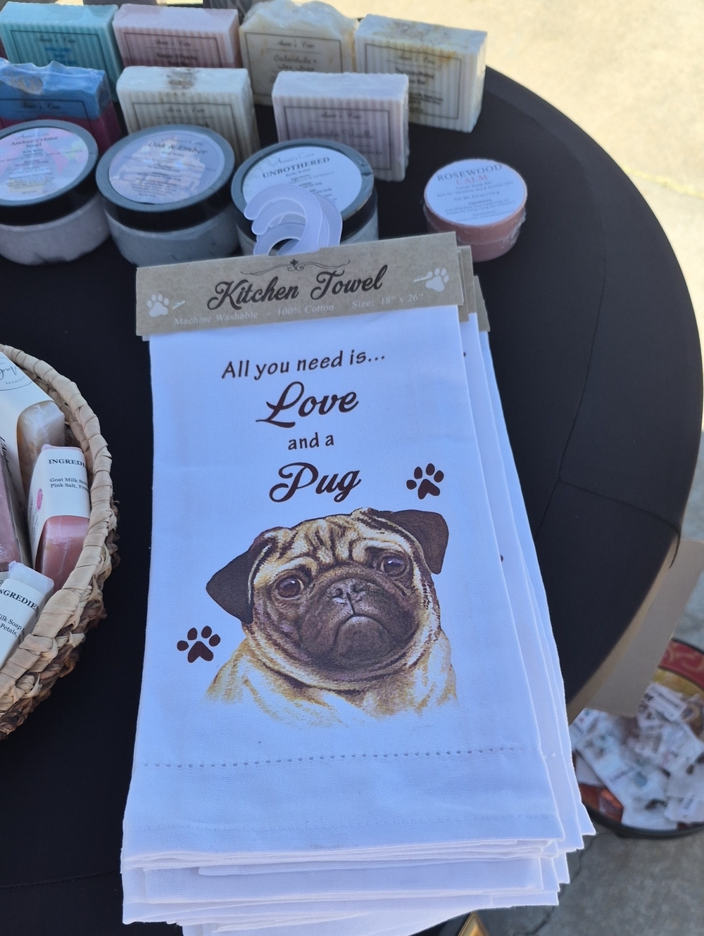 Kitchen Towel "All You Need is Love and a Pug"